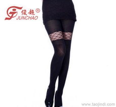 俊超380D網格豎條提花連褲襪 秋冬復古風尚與外貿商機